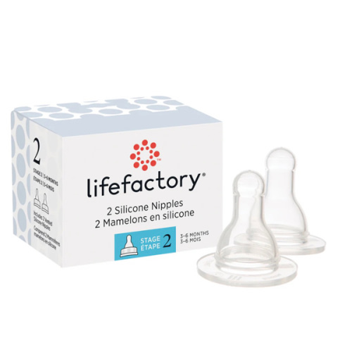 Silicone Nipples Stage 2 for 4oz and 9oz Glass Bottles-2 pack