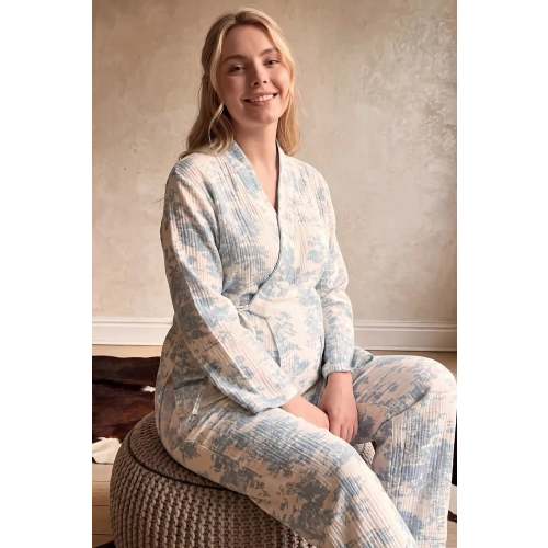 Cotton Gauze Kimono Maternity Pajama Set