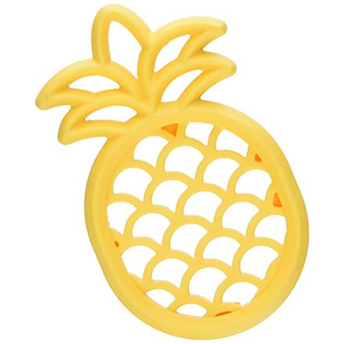 Itzy Ritzy Silicone Baby Teether – BPA-Free Infant Teether with Easy-to-Hold Design and Textured Back Side to Massage and Soothe Sore, Swollen Gums, Pineapple