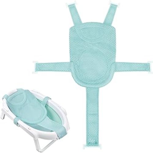 Colorlife Baby Bath Seat Support Net Infant Bathing Seat Support Mat, Adjustable Comfortable Non-Slip Five-Pointed Baby Shower Net Bathtub Sit Up Mesh for Newborn 0-6 Months-Green(No Bathtub)