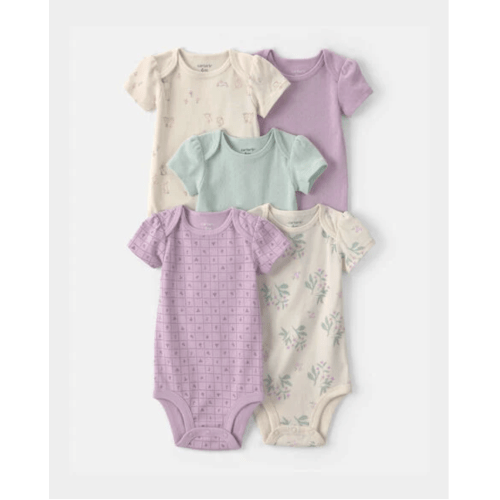 Baby Girl 5-Pack Floral Multipack Bodysuits - Purple/Green | Carter's