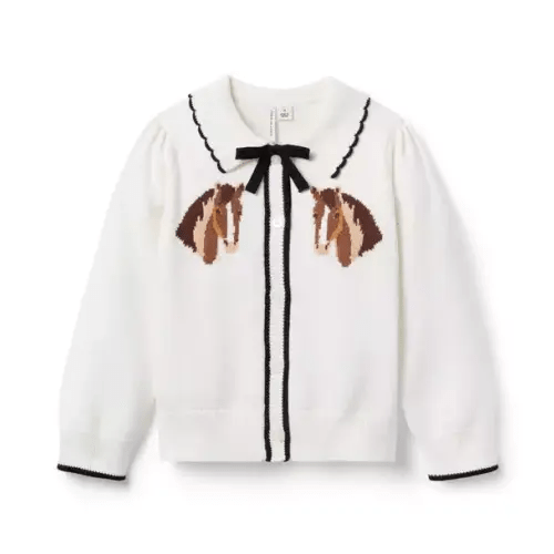 Girl Jet Ivory The Equestrian Cardigan by Janie and Jack