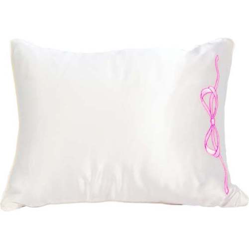 Satin Embroidered Baby Pillow, Pink Bow - Over The Moon Gift | Maisonette