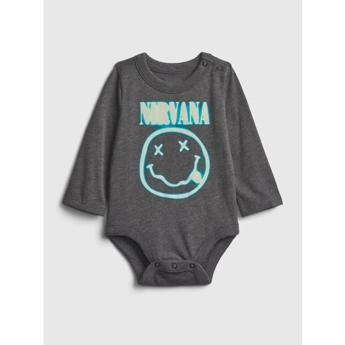 Baby Graphic Bodysuit in charcoal heather