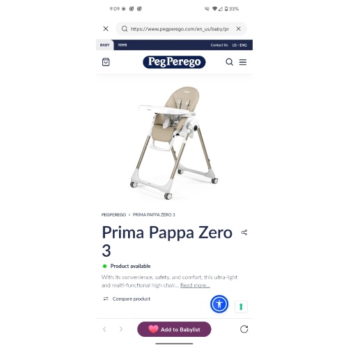 Prima Pappa Zero 3 | high chair | Peg Perego