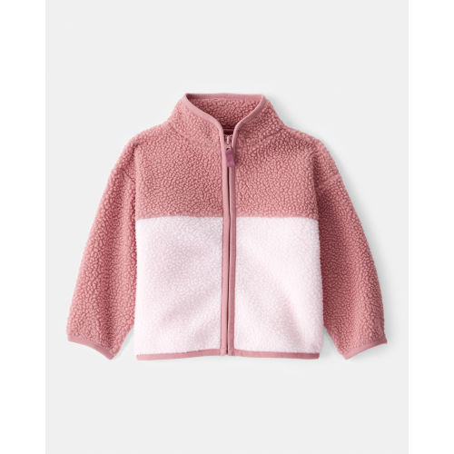 Baby Girl Color Block Microfleece Zip-Up Jacket - Pink - OshKosh B'gosh | Carter's