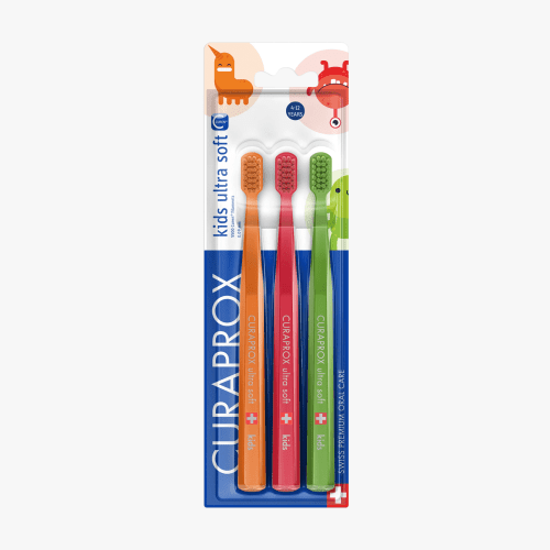 Curaprox CS Kids Trio, Ultra Soft Toothbrush 3-Pack for Gentle and Effective Daily Care