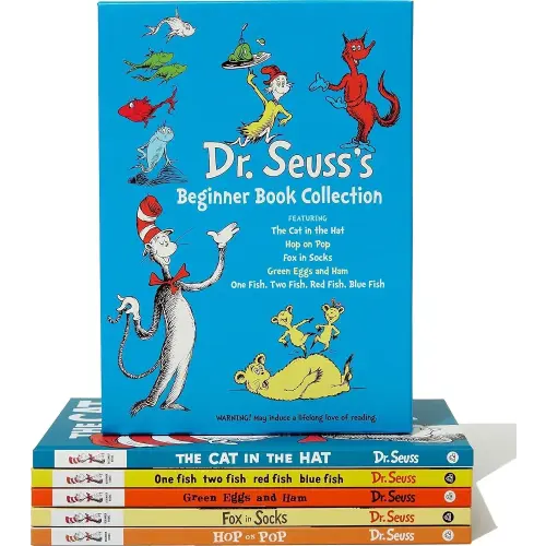 Dr. Seuss's Beginner Book Boxed Set Collection: The Cat in the Hat; One Fish Two Fish Red Fish Blue Fish; Green Eggs and Ham; Hop on Pop; Fox in Socks