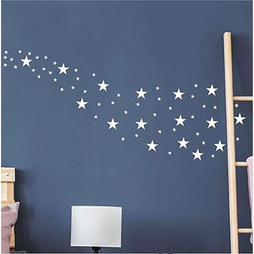174pcs Mixed Size Star Wall Stickers Home Decor Bedroom Removable Nursery Wall Decals Kids DIY Art Decal JW343 (White)