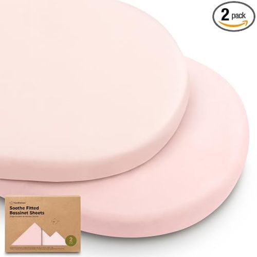 2pk Organic Baby Bassinet Sheets Boys, Girls, Fitted Sheet (Mist Rose)