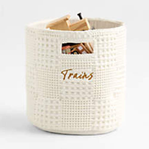 Nella Cream Organic Cotton Floor Storage Bin with Handles