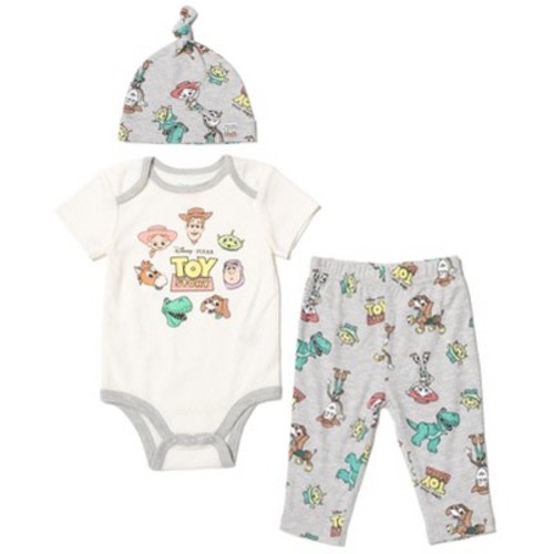 Disney Pixar Monsters Inc. Mike Mickey Mouse Baby Bodysuit Pants and Hat 3 Piece Outfit Set Newborn to Infant, Color: Toy story / white - Out of Stock, Size: 6-9 months
