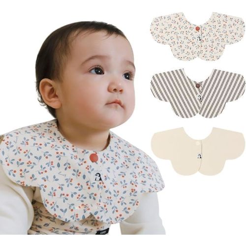Konny Baby Bibs Set, 360 ° Rotate, Soft and Absorbent Bandana Drooling for Boys Girls baby Essentials