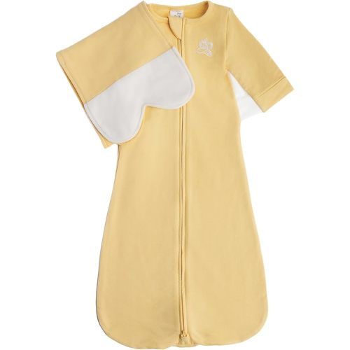 Organic Cotton Blend, All-in-One Butterfly Wing Sleep Sack Transitional Training System for Newborn Infant Baby with Wash Bag, Large (12-17 lbs), Yellow