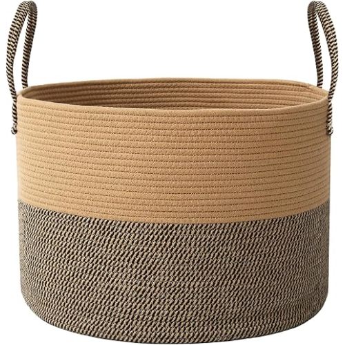 JMvicyroam 65L Extra Large Machine Washable Cotton Rope Blanket Basket