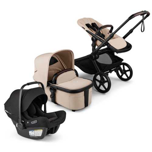 Bugaboo Kangaroo Complete + Turtle Air Shield By Nuna Travel System Bundle - Black / Desert Taupe / Desert Taupe / Black