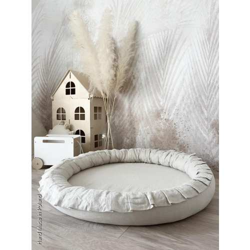 Cotton Linen Premium Padded Play Mat | Gray | Pink | Gray | | Mint | Beige | Mat with edges