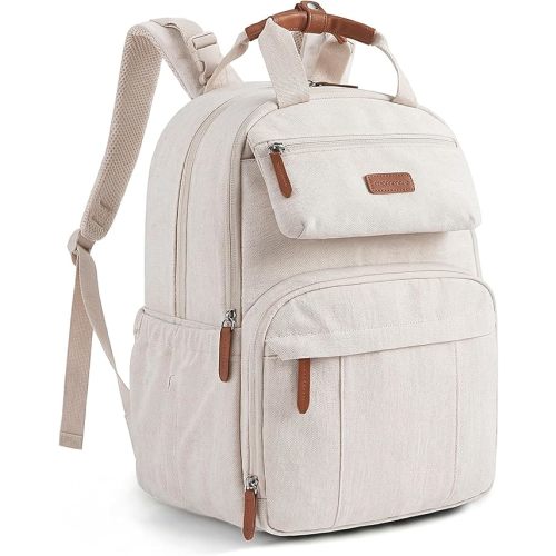 mommore Diaper Bag Backpack Travel Baby Bag with Changing Pad for Mom Dad | Insulated Pockets, Luggage & Stroller Straps, Large Maternity Bag for Newborn Baby Essentials, Hospital & Work, Beige