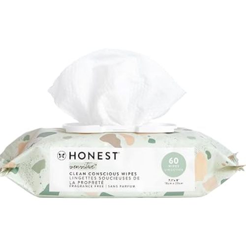 The Honest Company Hypoallergenic Multi-Use Baby Wipes for Sensitive Skin, Geo Mood, 60 Count (Pack of 12)