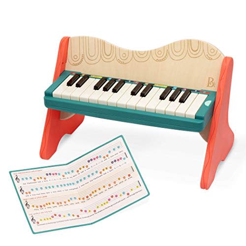 B. toys – Wooden Toy Piano for Toddlers, Kids – Color – Coded Keys with Songbook – Musical Instrument for Early Learning & Creativity – 3+ Years – Mini Maestro