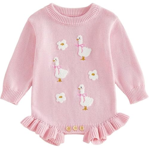 Newborn Baby Girl Sweater Romper Long Sleeve Knit Onesie Fall Clothes