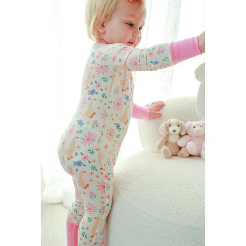 Convertible Zip Romper in Loosey Goose | Caden Lane