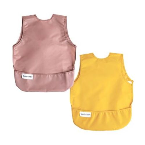 Tiny Twinkle 2-Pack Mess-Proof Apron Toddler Bib w/Tug-Proof Closure and BPA-Free (Taupe Dandelion, Small 6-24 Months)