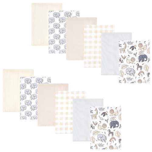 Hudson Baby Flannel Burp Cloth 12pk, Neutral Safari, One Size