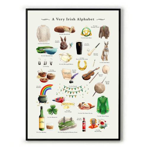 A Very Irish Alphabet Signed Art Print. Ireland Art, Irish New Home Gift or Ireland Leaving Gift. Irish Living Room Wall Art, Irish Art