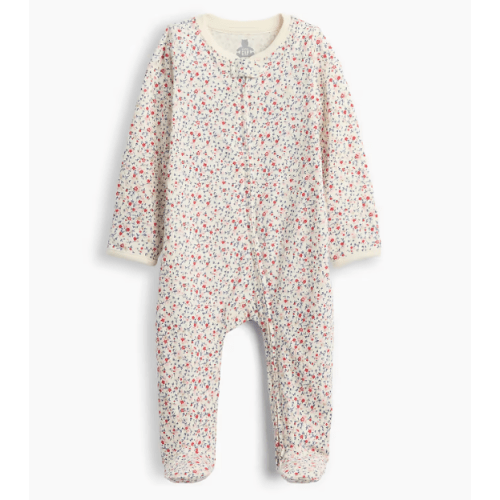 Baby Organic Cotton Print Footed One-Piece - Ditsy Floral - 0-3 M