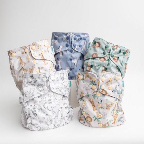 Soft Safari - Essential Pocket Diapers - Cloth Diaper Value Bundle - 5 – Kinder Cloth Diaper Co.