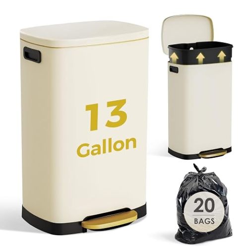 ELPHECO Kitchen Trash Can with Lid 13 Gal Stainless Steel Pedal Garbage Can