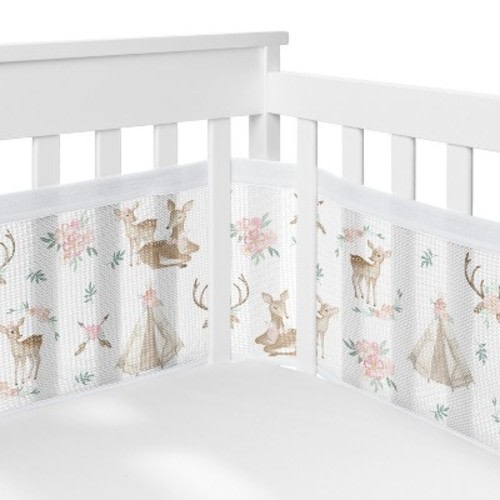Sweet Jojo Designs Girl BreathableBaby Breathable Mesh Crib Liner Baby Nursery Deer Floral Pink Green White