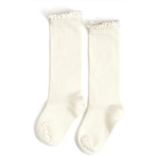 Ivory Lace Top Knee High Socks