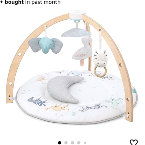 aden + anais Play and Discover Baby Activity Gym – 30+ Developmental Benefits - 3 Attachable Toys + Plush Tummy Time Pillow – 100% Cotton Muslin – Machine Washable
