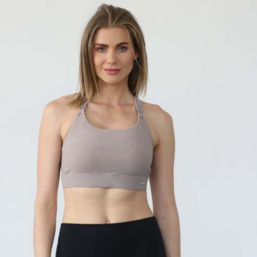 Venice 3 Ultimate Support Full Coverage Nursing & Pumping Sports Bra (Ribbed Chai)