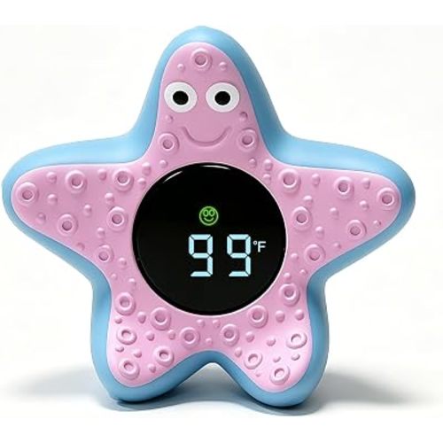 Baby Bath Thermometer, Digital Floating Water Temperature Thermometer with 32-140 °Fahrenhei / 0-60 ° Celsius Display, Starfish Safty Baby Bathtub Floating Essentials for Infant Toddler