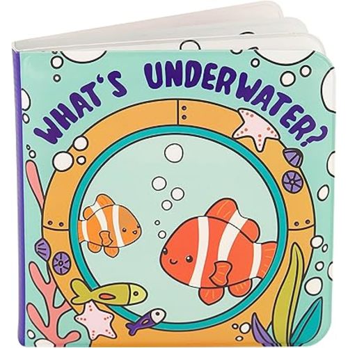 Infantino Color Reveal Bath Book, Baby & Toddler Water Reveal Book for Bath Time Fun, Ocean Theme, Mess-Free, Soft EVA Plastic, Reusable Color-Changing Pages