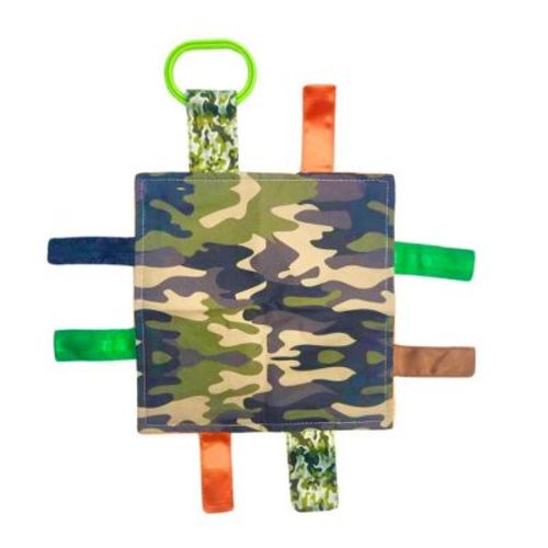 Baby Jack The Learning Lovey Hunting Camouflage Blaze Orange Tag Crinkle Square Toy 8" x 8"