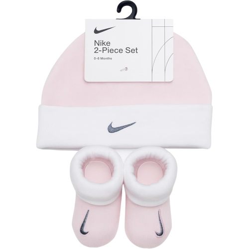 Nike Baby Hat and Booties 2-Piece Set (0-6 Months, Light Pink | White | Anthracite)