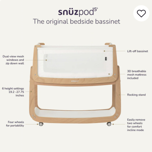Snüz SnuzPod 5 Bedside Bassinet - Natural
