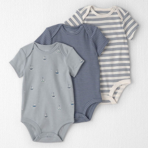Baby 3-Pack Organic Cotton Bodysuits in Sail Away Print | Carter’s Oshkosh Canada