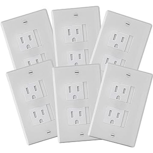6-Pack Safety Innovations Self-closing (2 Screw) Decora Outlet Covers- An Alternative To Wall Socket Plugs for Child Proofing Outlets (White)