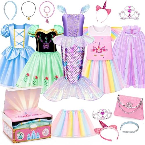Meland Princess Dress Up Trunk for Girls 3-8, Toys Gift Set for Holidays