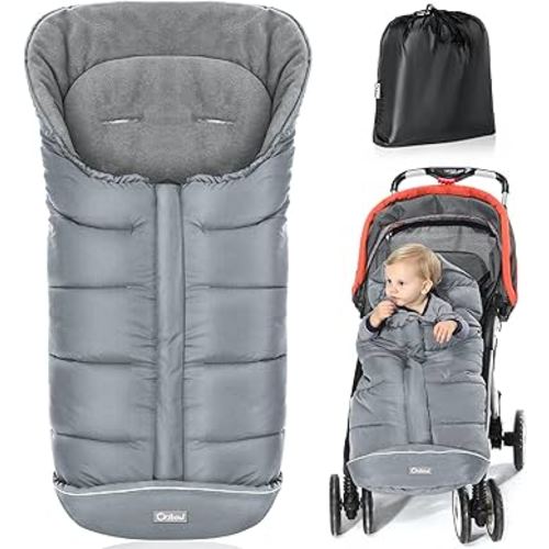 Orzbow Warm Bunting Bag Universal, Stroller Sleeping Bag Cold Weather, Waterproof Toddler Footmuff (Gray)