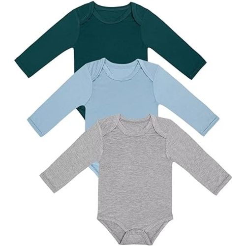 Rayon of Bamboo Baby Bodysuit, Long Sleeve Bodysuits for Boys Girls Infant Soft Clothes 0-24 Months
