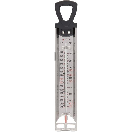 Taylor Stainless Steel Candy and Deep Fry Thermometer, 12-Inch Analog Paddle with Pan Clip, Ideal for Frying, Sugar, Brewing, Syrup, and More