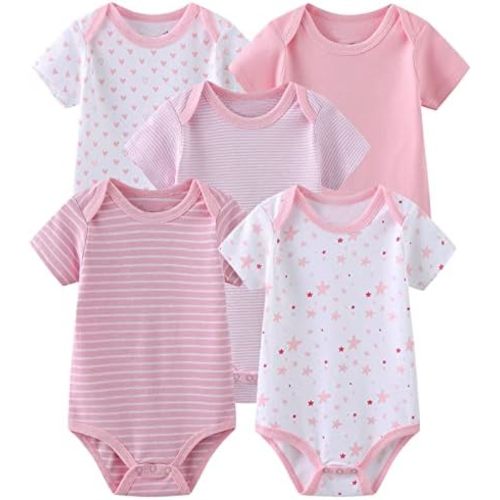 Chamie Newborn Short Sleeve Baby Bodysuit Baby Clothes set for Boys and Girls