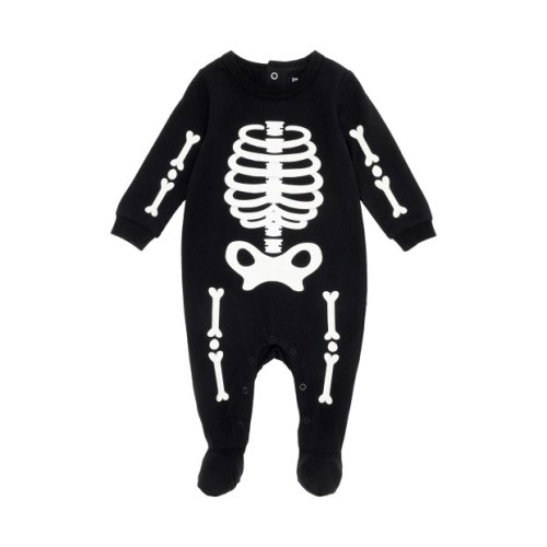 Petit Lem Baby Skeleton Glow in the Dark Organic Cotton Footie