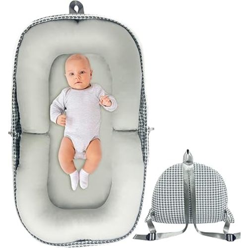 Baby Lounger, Foldable Portable Infant Lounger, Baby Nest Cover, Suitable for 0-24 Months Newborn Baby Lounger,Home Travel Dual-Purpose Baby Nest (Gray)